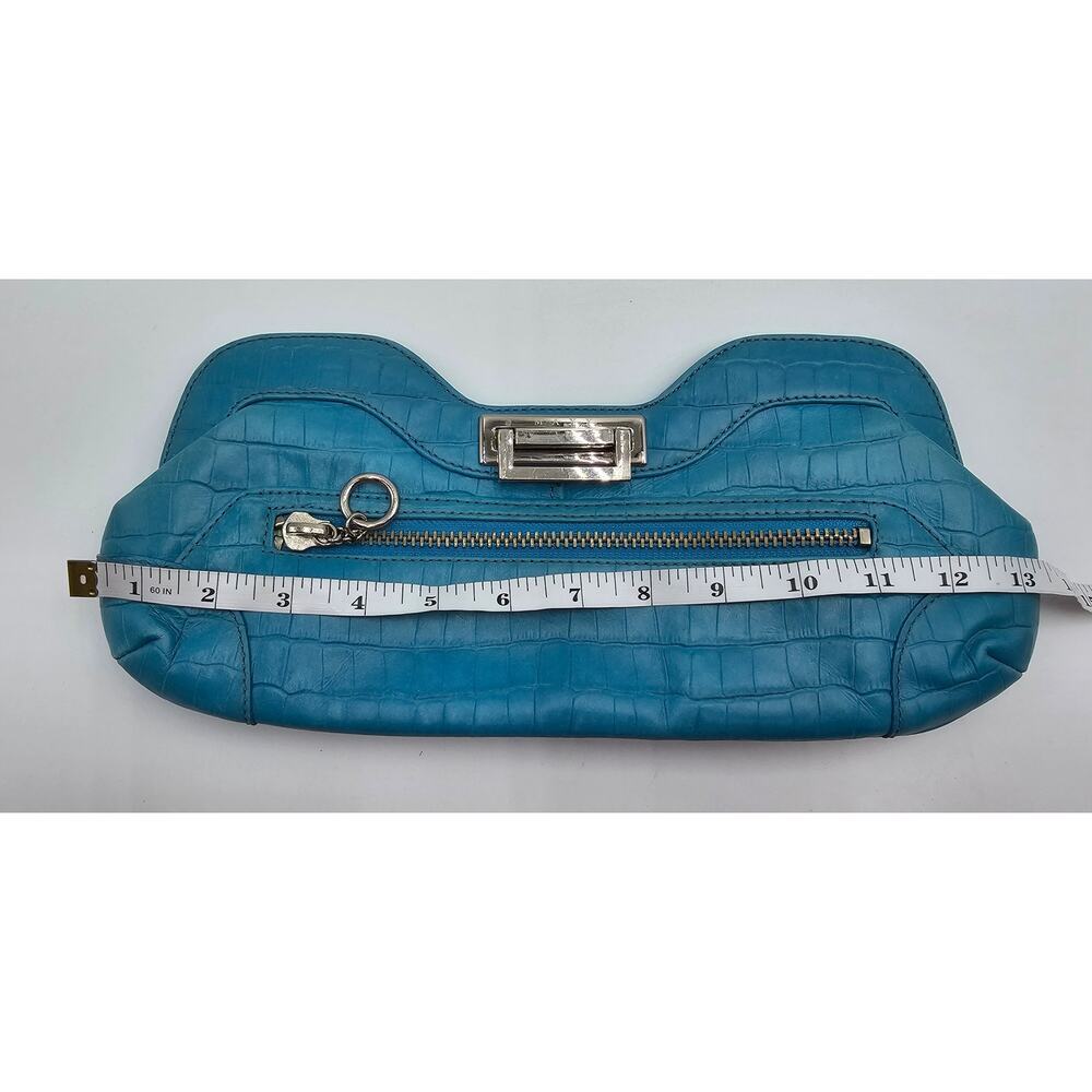 Maxx New York Blue Genuine Cow Embossed Leather Clutch - Picture 6 of 16
